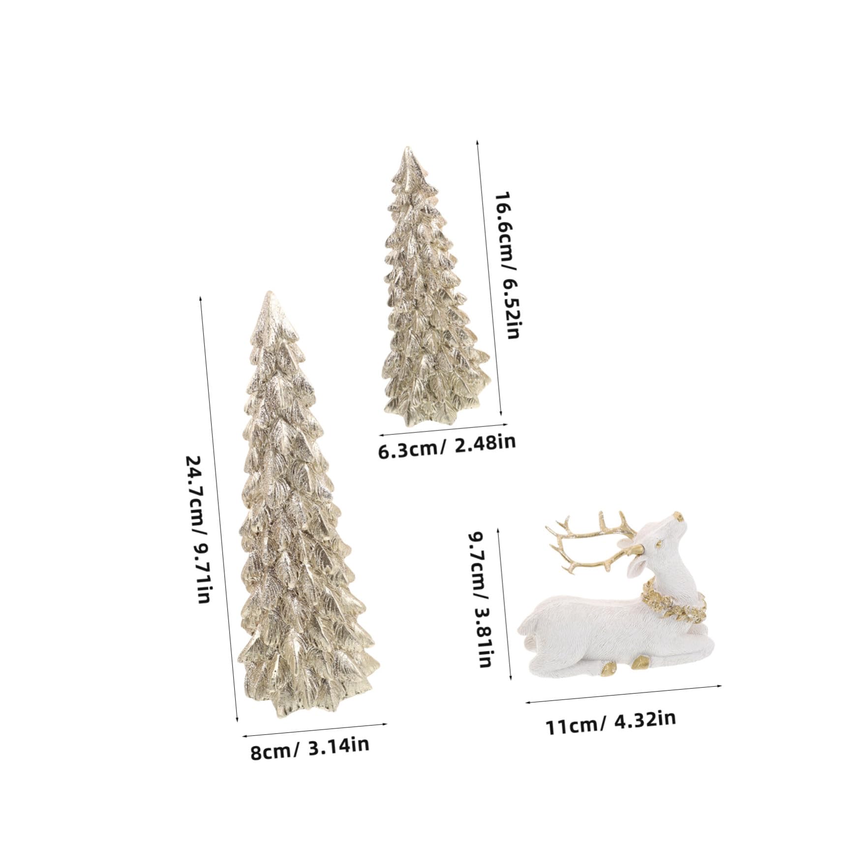 Healifty Decoraciones Navideñas Árbol y Reno de Resina Adornos de Mesa Miniatura para Centros de Mesa y Decoración de Fiestas para Repisa de Chimenea y Ambiente Festivo