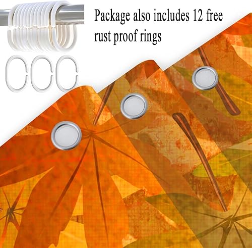 Miniatura 5 de Cortina de ducha de madera otoñal, cortinas de ducha de hojas amarillas de otoño, cortina de ducha de baño, cortina de ducha de calabaza de otoño