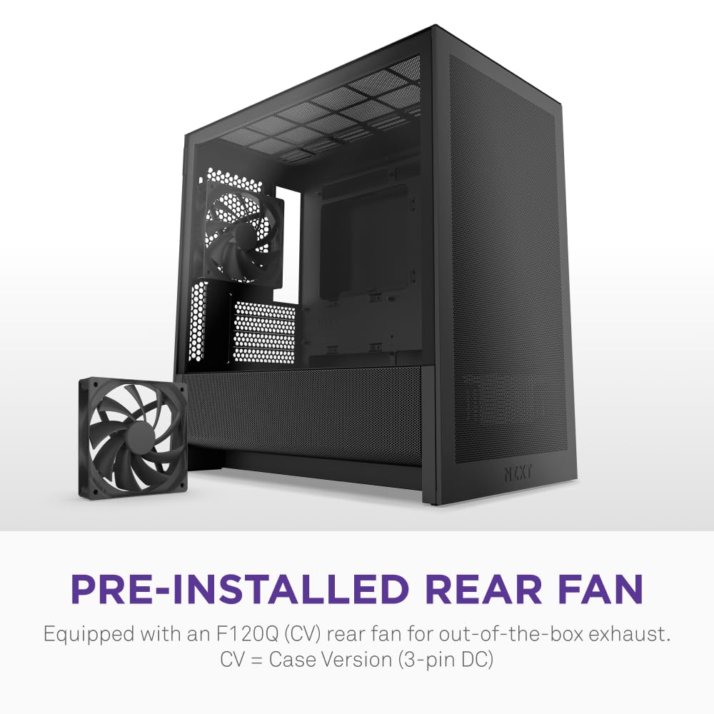 NZXT H3 Flow – Micro-ATX PC Case – Optimized Airflow – Includes 1 x 120mm Rear Fan – Supports Full-Sized GPUs – Fits 280mm Front, 240mm Top Radiator – Back-Connect Motherboard – Black — view 9