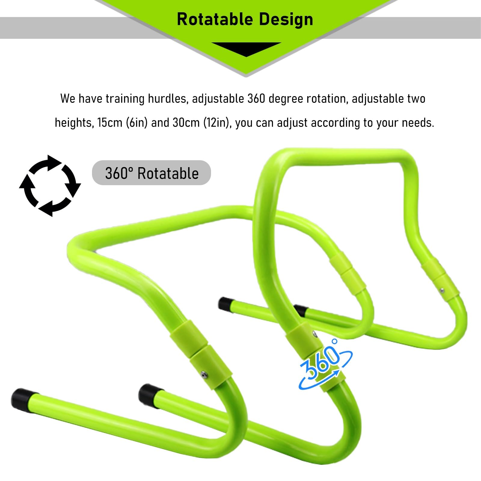 Vallas Entrenamiento Equipo portátil de salto con vallas con asa de transporte, juego de vallas de entrenamiento de velocidad ajustable de 5 10 15 20, vallas flexibles multifuncionales para(15pcs)