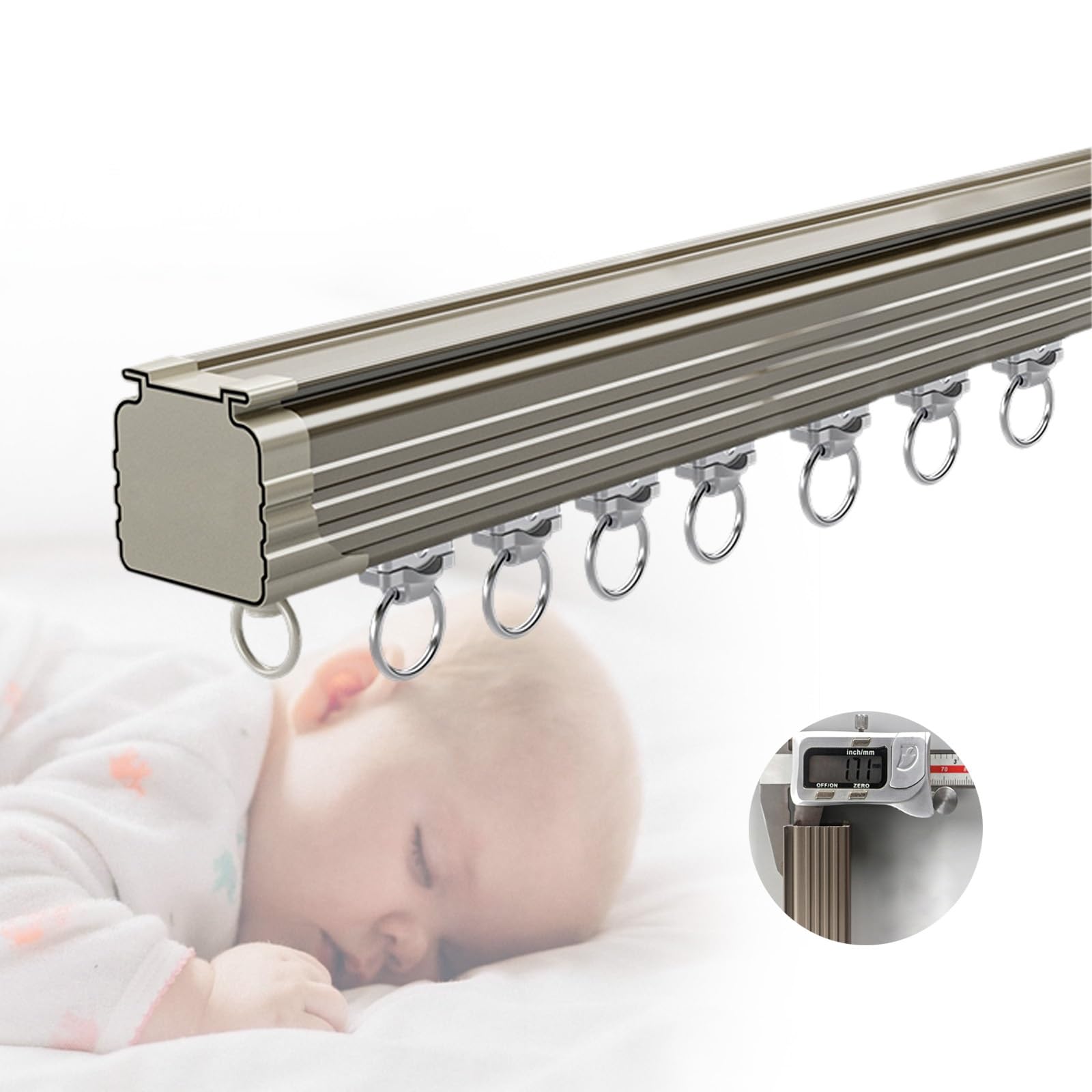 Système de fixation au plafond pour séparateur de pièce et rail de rideau marron 300 cm