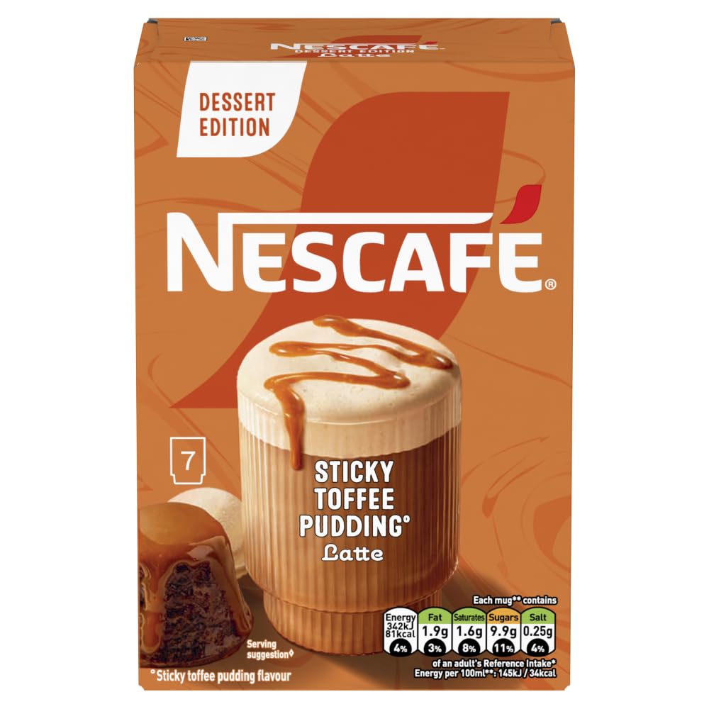 Nescafe Sticky Toffee Pudding Latte Instant Coffee Beverage • 7 x 20 g, 140 g