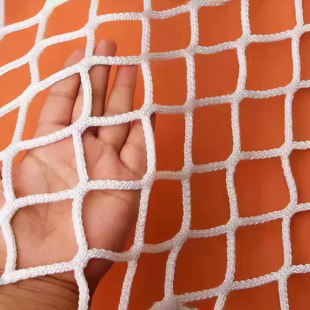 Bzpovb White Playground Rope Net Kids Safety Net,Balcony/Stair Railing Guard,Toy And Sports Equipment Barrier Mesh Anti-Fall Rope Netting,Knotless Polyester Cargo Net-Customizable(3.2X6.5ft),