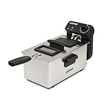 G3 Ferrari G10203 Pastella Friggitrice, 2000 W, 3 Litri, Contenitore Smaltato, Cestello INOX, Temperatura regolabile 130° – 190°C Filtro Anti-odore, Coperchio con Finestra, Facile da pulire, Grigio