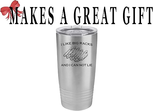 Miniatura 4 de Rogue River Tactical Divertida barbacoa de 20 onzas. Taza de viaje con tapa aislada al vacío, caliente o frío, con texto en inglés "I Like Big Racks