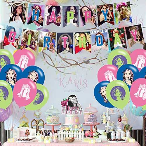 Lana Singer Party Decorations,Singer Birthday Party Supplies Includes Banner - Cake Topper - 12 Cupcake Toppers - 18 Balloons #TOP5