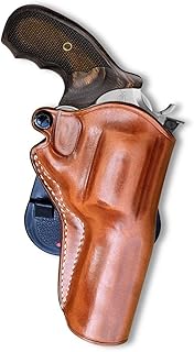 Premium Leather OWB Paddle Holster with Open Top Fits, Kimber K6S Revolver 357 Mag Target DA/SA Combat 4', Right Hand Draw, Brown Color #1605#