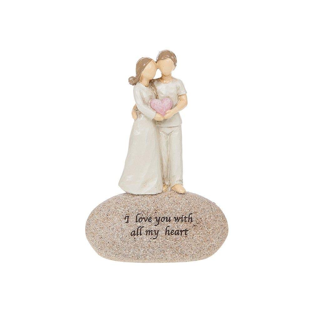Angels White I Love You With All My Heart Sentimental Pebble Gift