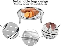 Vista 4 de DS. DISTINCTIVE STYLE Estante de vapor de acero inoxidable 304, bandeja de vapor con patas extraíbles para olla a presión instantánea, cesta