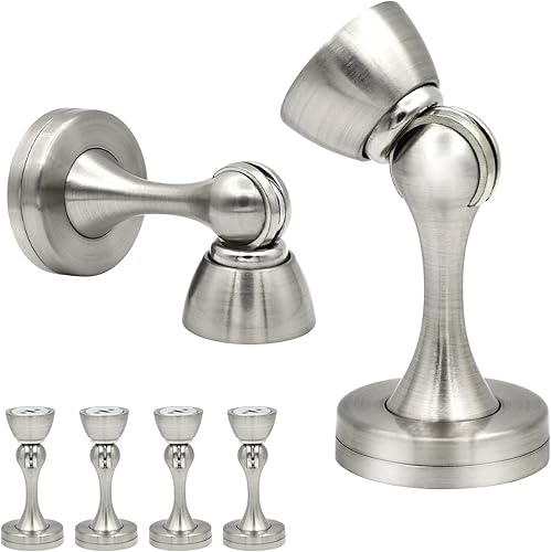 Vista 81 de KOLAKO Topes de puerta, topes de puerta magnéticos, montaje en pared en el suelo, soporte de puerta magnético resistente, cierre suave, tope de Gris