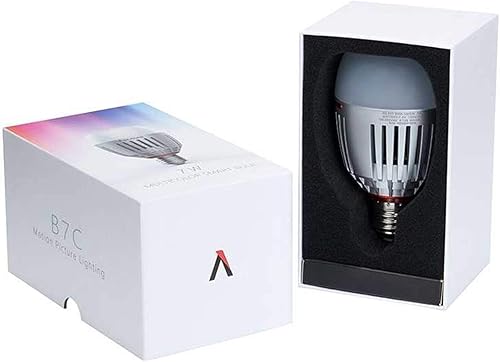 Aputure Accent B7C - Bombillas LED inteligentes de 7 W RGBWW, 2000k-10000k bi color, modo CCT/HSI/FX, batería incorporada de control de aplicación,