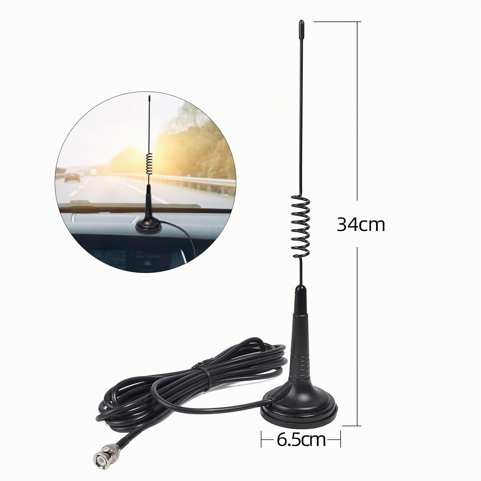 HYS Antenne CB Radio Magnétique 27 MHz avec Connecteur BNC