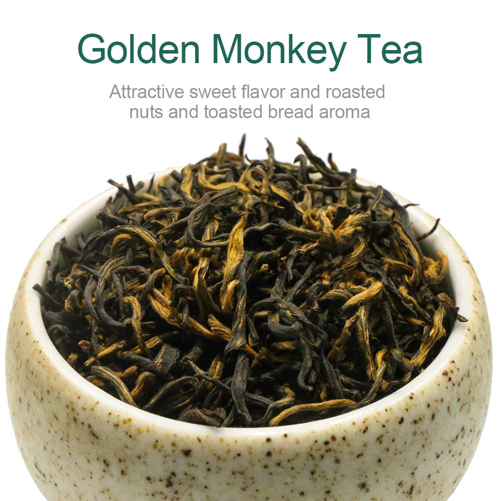 FullChea - Chinese Tea Golden Monkey - Fujian Black Tea Loose Leaf - Golden Tea Chinese - Pleasant Taste with Malt and Chocolate - 4oz / 113g (Pack of 2)