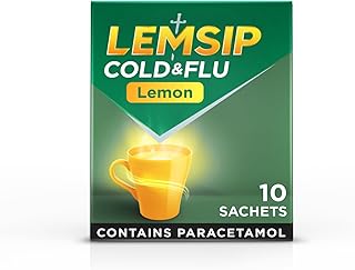 Cold and Flu Sachets, Lemon, 10 Total, Paracetamol, Cold and Flu Relief, Headache, Blocked Nose Relief, Sore Throat Relief, Fever, Full Relief, Decongestants, Medication