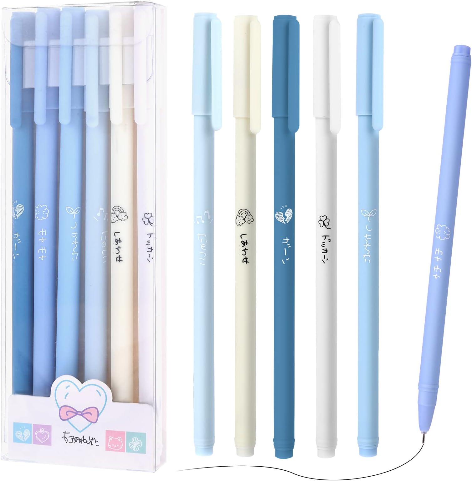 TIESOME Black Gel Pens, 6 Pack Quick Drying Ink Ballpoint Pen 0.5mm Fine Tip Pen Liquid Ink Rollerball Pen for Adult Kids Writing School Office Gift Supplies (Blue)