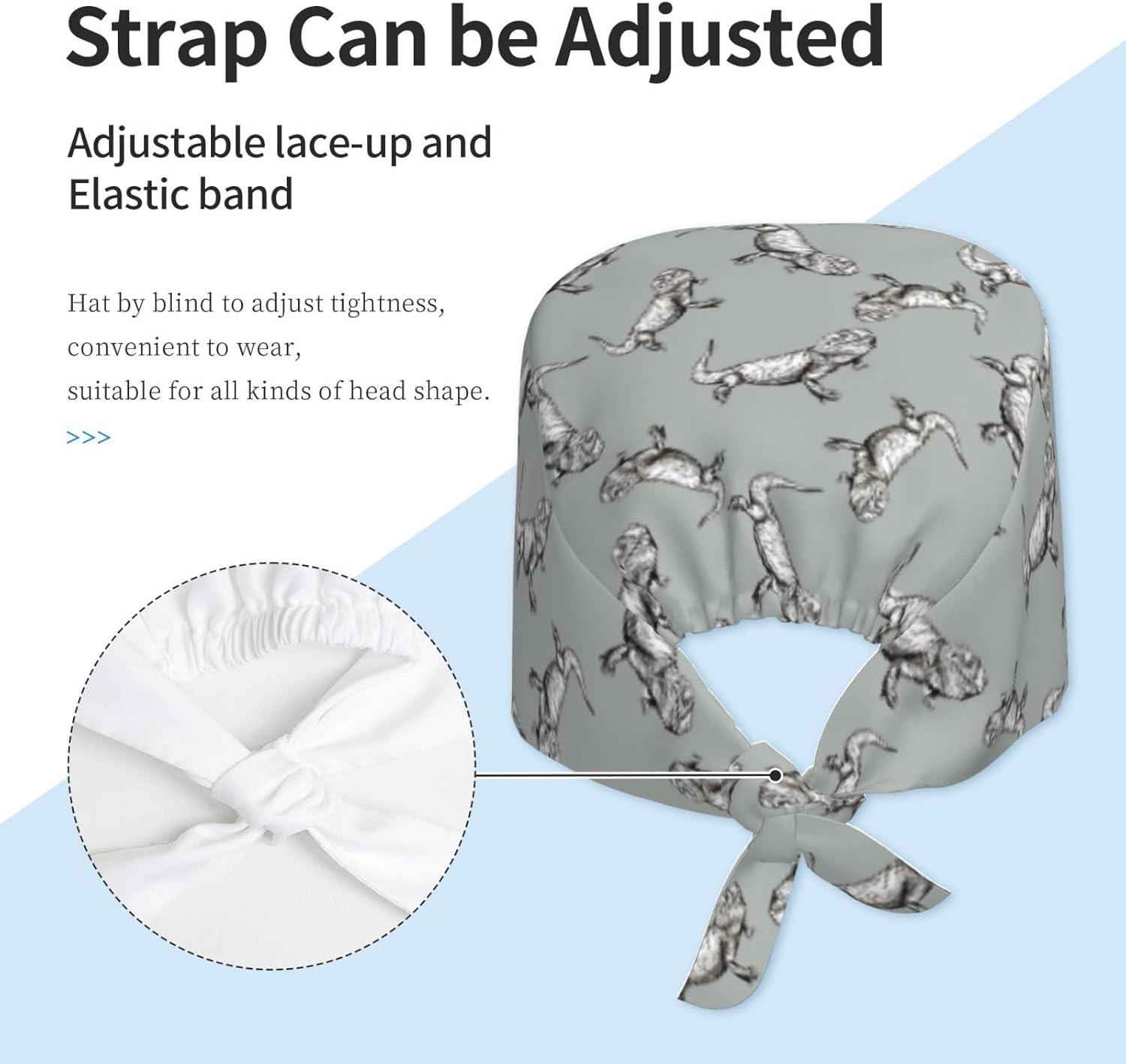 Working Cap Scrub Cap with Sweatband Adjustable Unisex Women Tie Back Hat Nurse Surgical Caps - Image 4