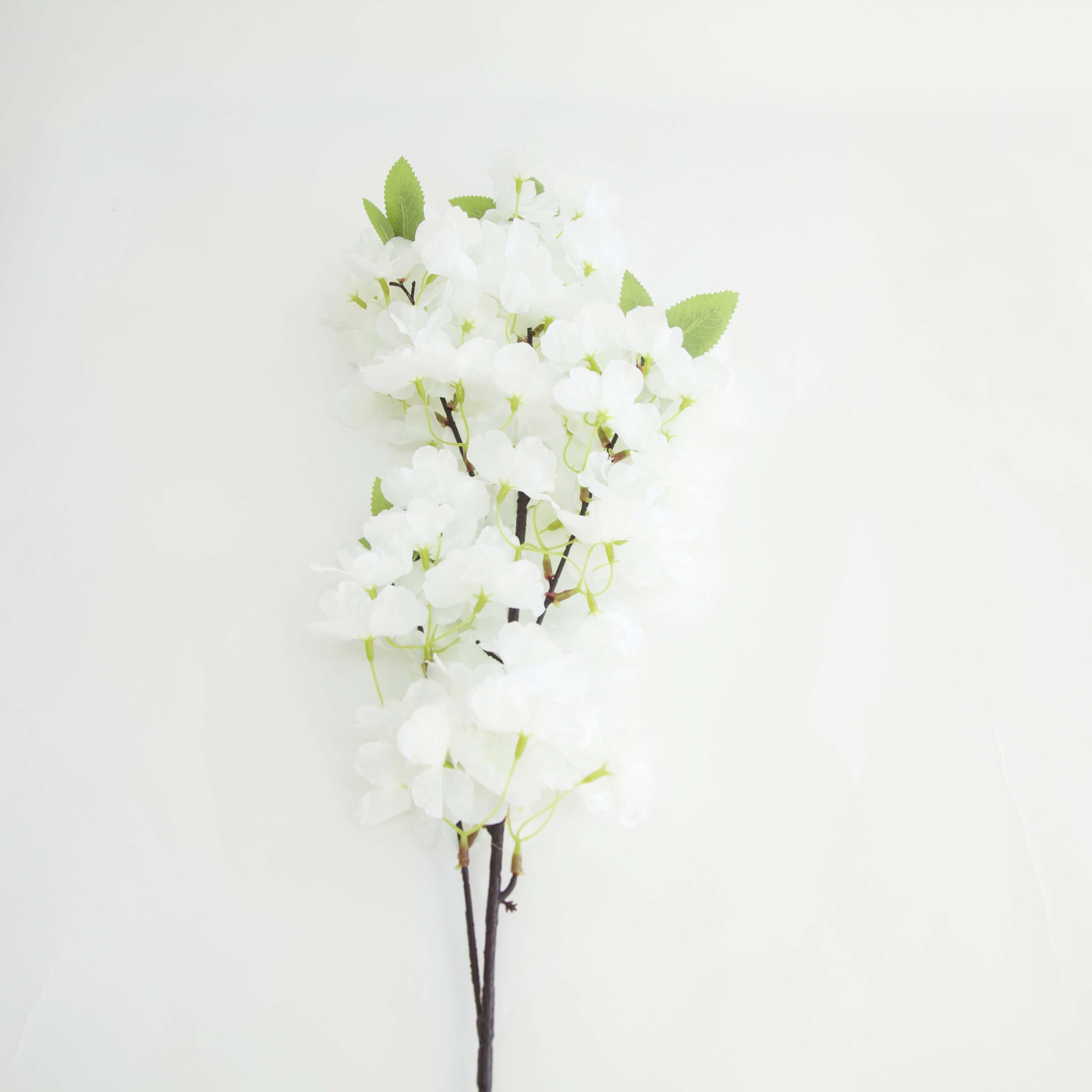 Decor Essentials Ivory Artificial Cherry Blossom Stem, 98Cm, White Blossoms, Decorative Floral Branch (Ivory)