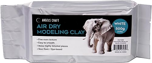 Arcilla de modelado Air Dry - Color blanco (17.64 oz)  Textura fina, fácil de alisar, no tóxica  Ideal para esculpir, construcción a mano,