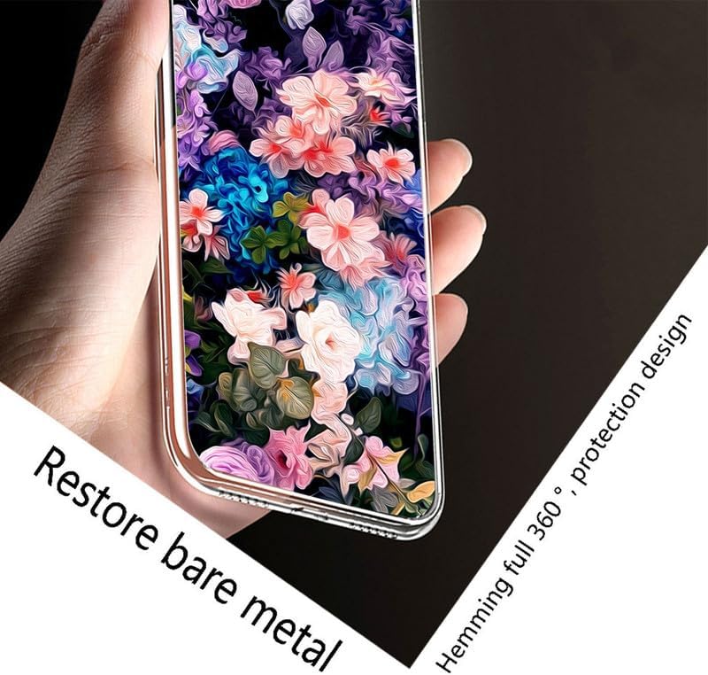 Phone Case + Screen Protector for Doogee DK10 (6.67"), Ultra Thin Shockproof Soft Silicone Clear Cover for Doogee DK10 Case with Tempered Glass - Flower Wall