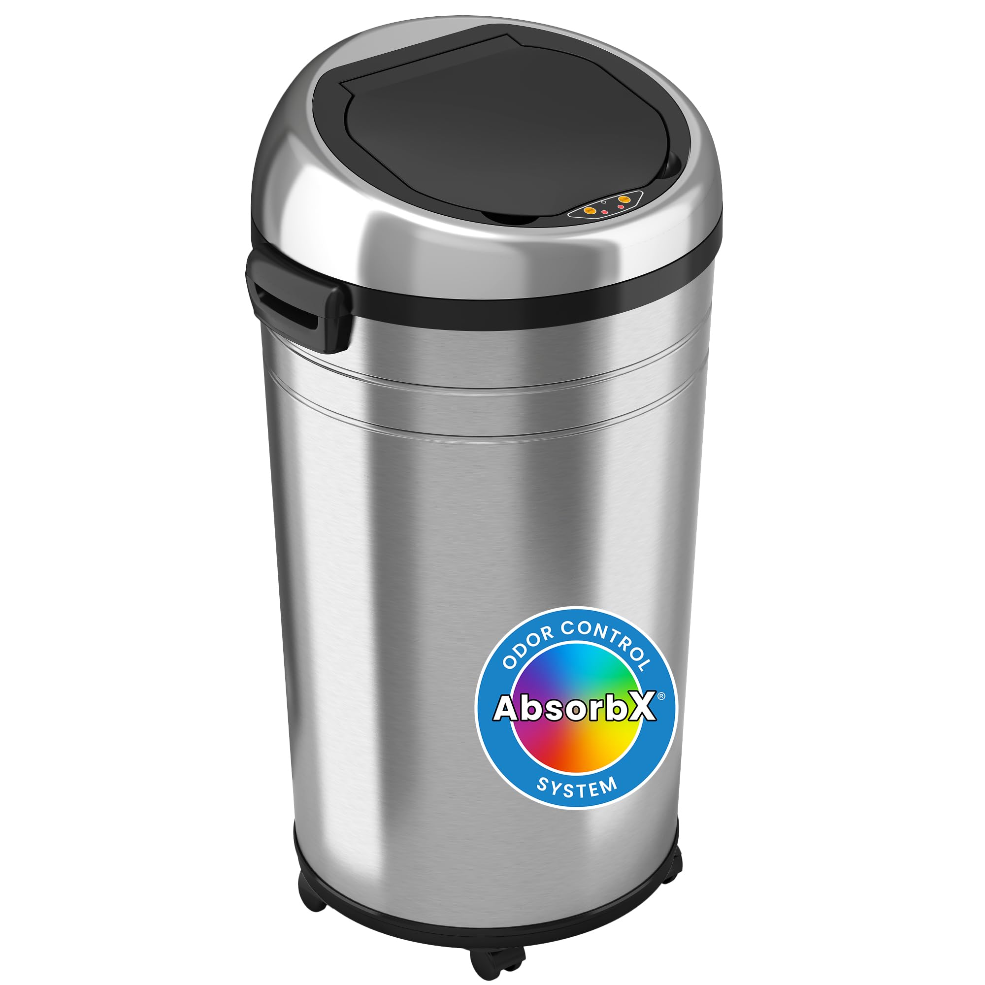 iTouchless 23 Gallon Sensor Trash Can with AbsorbX Odor Control System Wheels Stainless Steel Touchless Commercial Grade 85