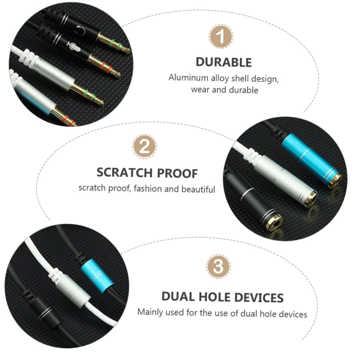 DOITOOL 10piezas Cable Divisor De Auriculares Adaptador y Dual Macho Doble Hembra para Audio y Micrófono Compatible Ordenadores y Smartphones