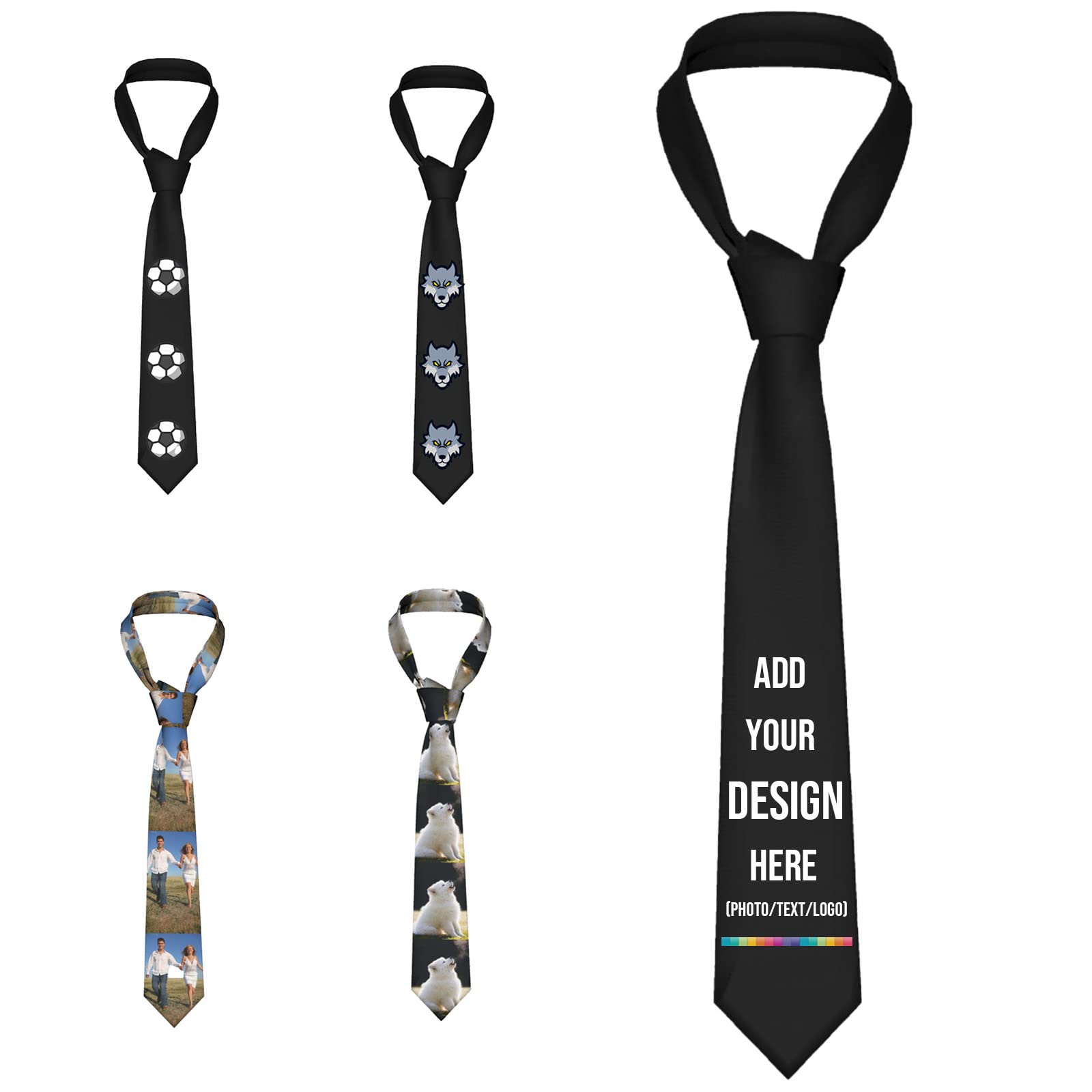 Xuzian Custom Tie Personalized Mens Neckties Add Your Photo Logo Text Ties for Father Day Thanksgiving Christmas Gift