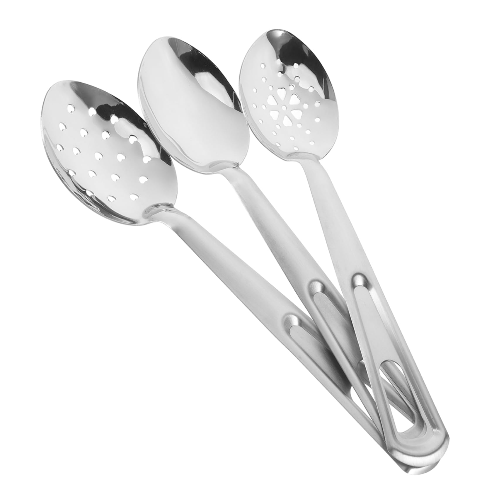 BESTYASH Hotel Cafeteria Buffet Serving Spoons 3pc Silverware Set Slotted Utensils for Efficient Food Serving