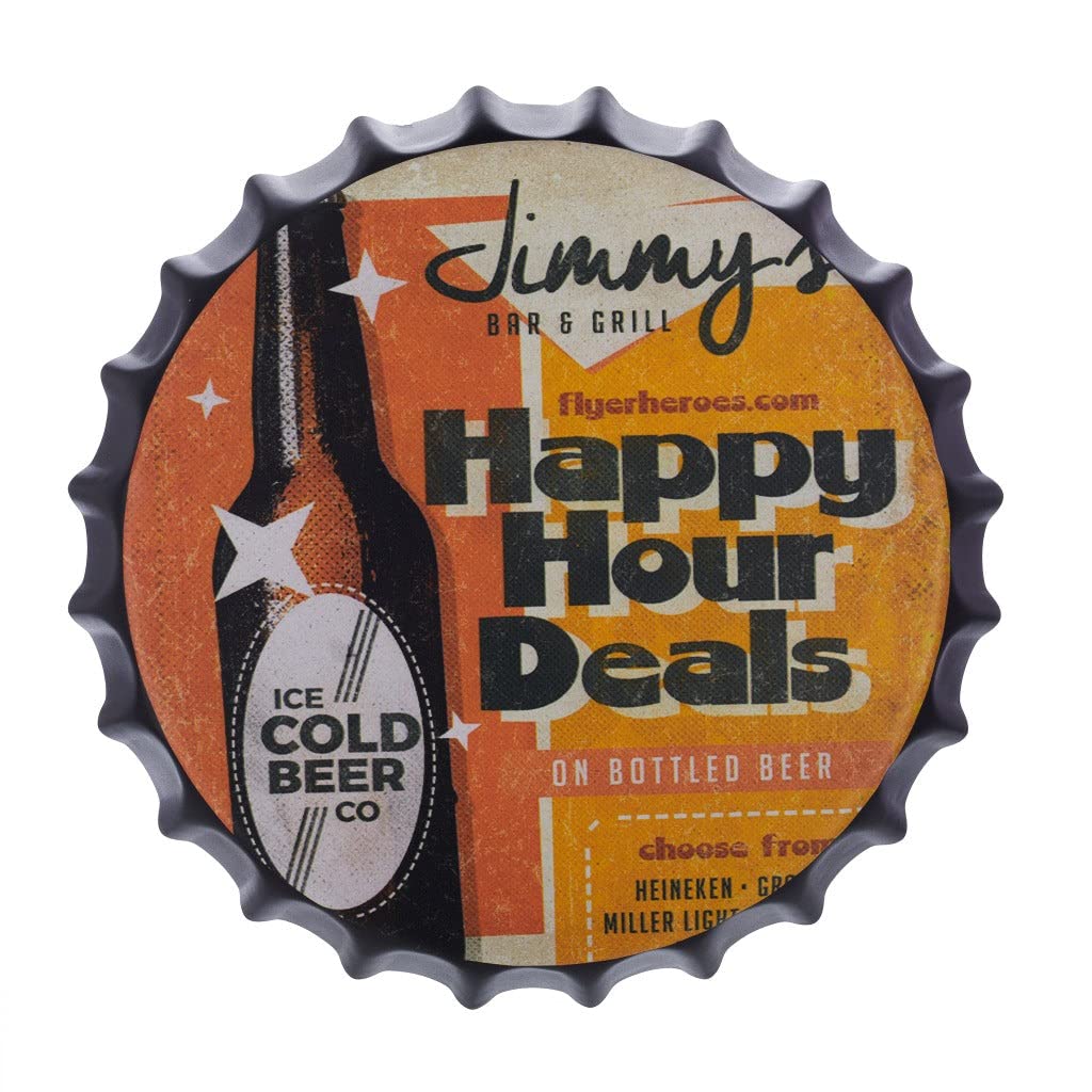 Vintage Bottle Cap Wall Sign - Retro Metal Decor -20