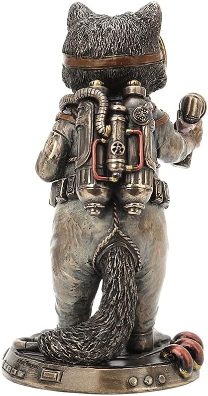 Veronese Design 5 1/4" Raccoon Frogman Cadet Steampunk Resin Sculpture Handpainted Animal Collectible Figurines Military Gift