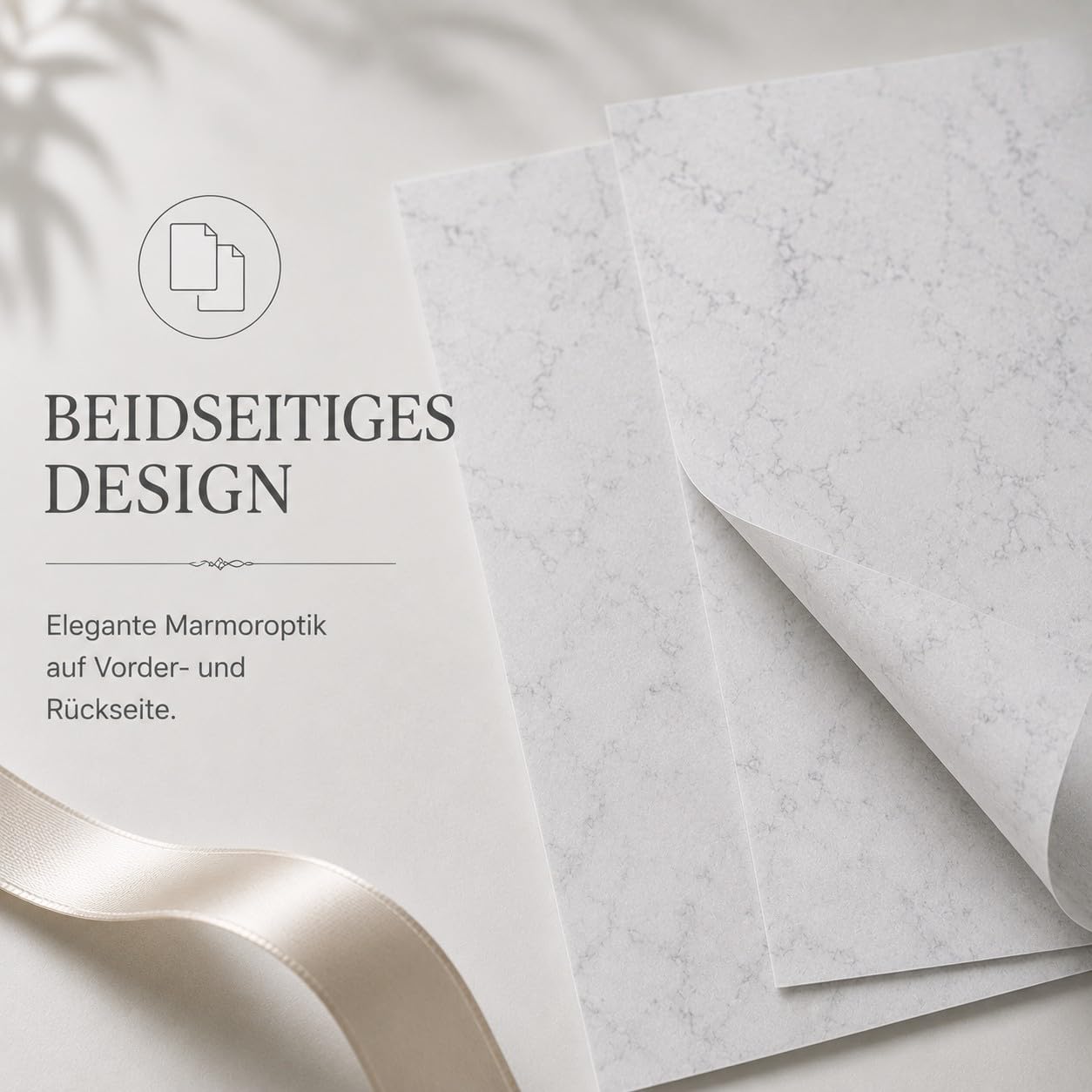 100 Blatt Marmorpapier Grau DIN A4, 200 g/m² extra stark, beidseitig Marmordesign, Bastelpapier, Briefpapier, Urkunden, Dokumente, Speisekarten, für Inkjet, Laserdrucker und Kopierer geeignet