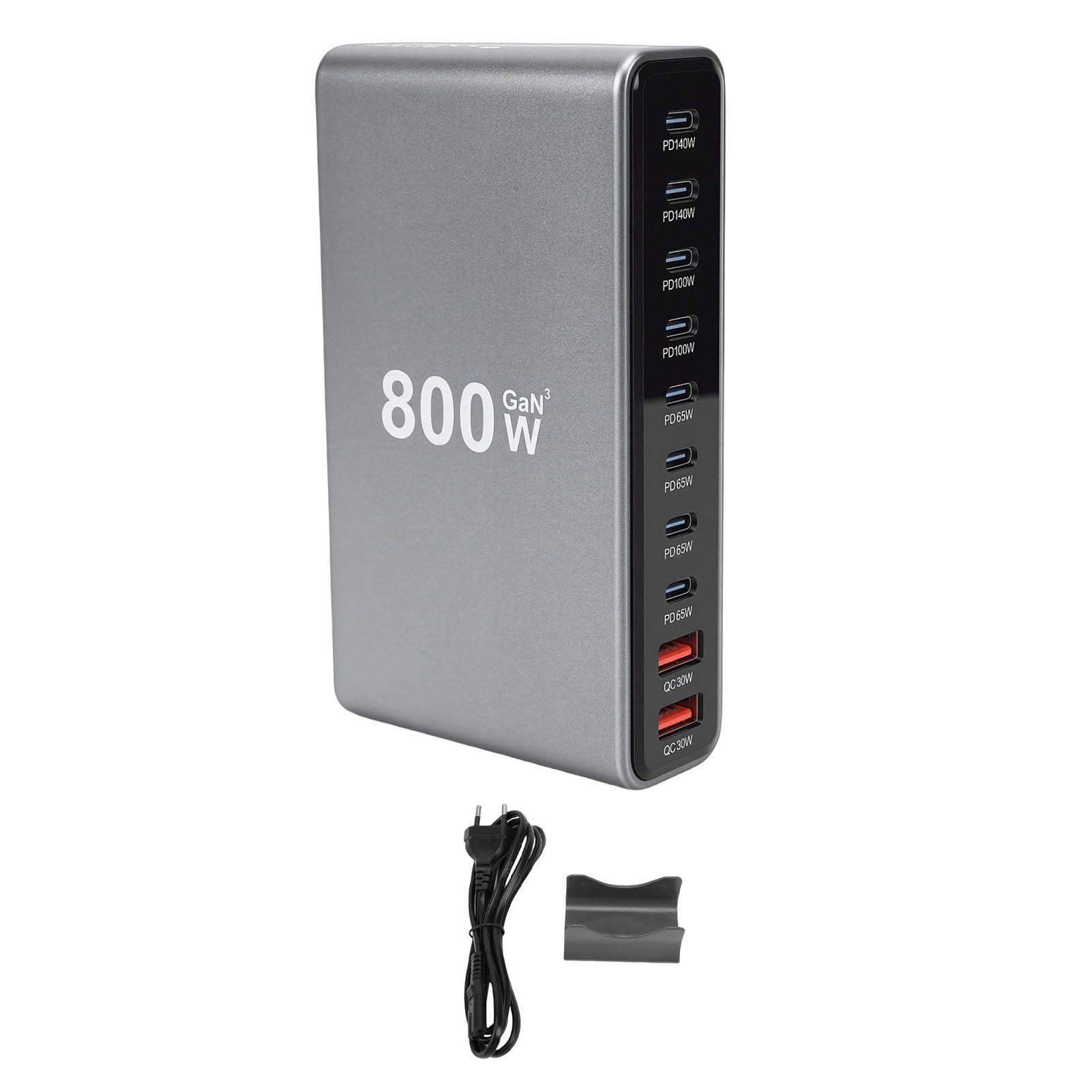 Sxhlseller Stazione di Ricarica USB C da 800 W, 8 Porte 2x140 W 2x100 4x65 2xQC30, Hub Caricabatterie Rapido PD3.1 per Tablet Telefono Portatile, Caricatore da Tavolo Compatto (Spina europea)