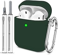Vista 22 de Funda Protectora para AirPods 1/2, viene con kit de limpieza, funda protectora de silicona suave con hebilla, compatible con estuche de carga
