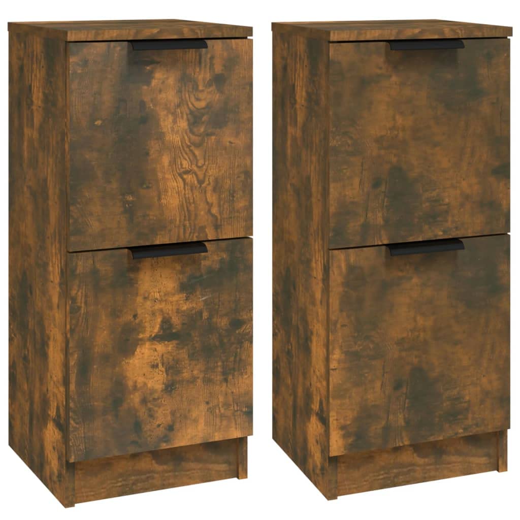 vidaXL 2X Buffets Armoires de Rangement Organisateurs de Maison Meubles de Salle de Séjour Salon Chêne Fumé 30x30x70 cm Bois d'Ingénierie
