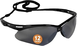 KleenGuard V30 Nemesis Safety Glasses, Mirror Smoke Lenses, Black Frame - ANSI Z87.1+ UV Protection, Stylish Unisex 12 Pack