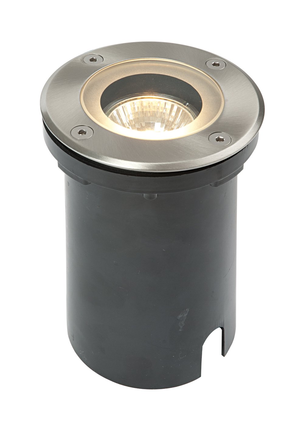 50W Round Marine Grade Brushed Stainless Steel Outdoor Coastal Pathway IP65 Recessed LED Compatible GU10 Walkover Floor Ground Uplighter