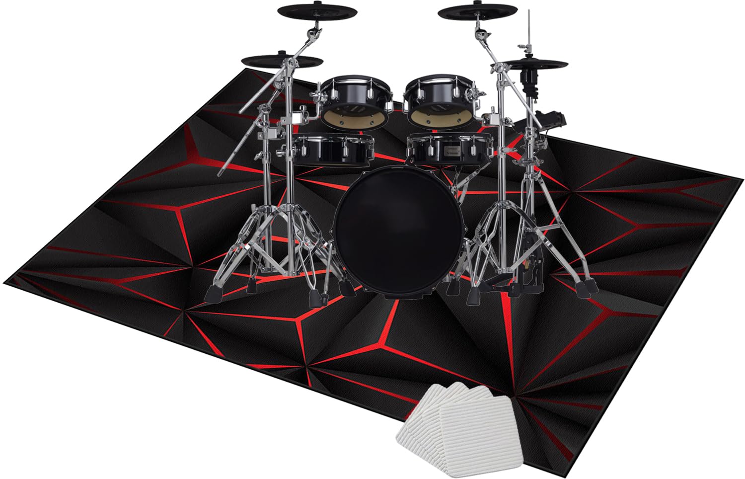 Qivstxug Drum Carpet, Drum Rug Drum Mat Soundproof Mat, E-drum Rug Non Slip Drum Blanket, Drum Accessories for Electric Drums Jazz Drum Set, Soundproof Rug for Piano Guitar Record Room 120 x 100 cm