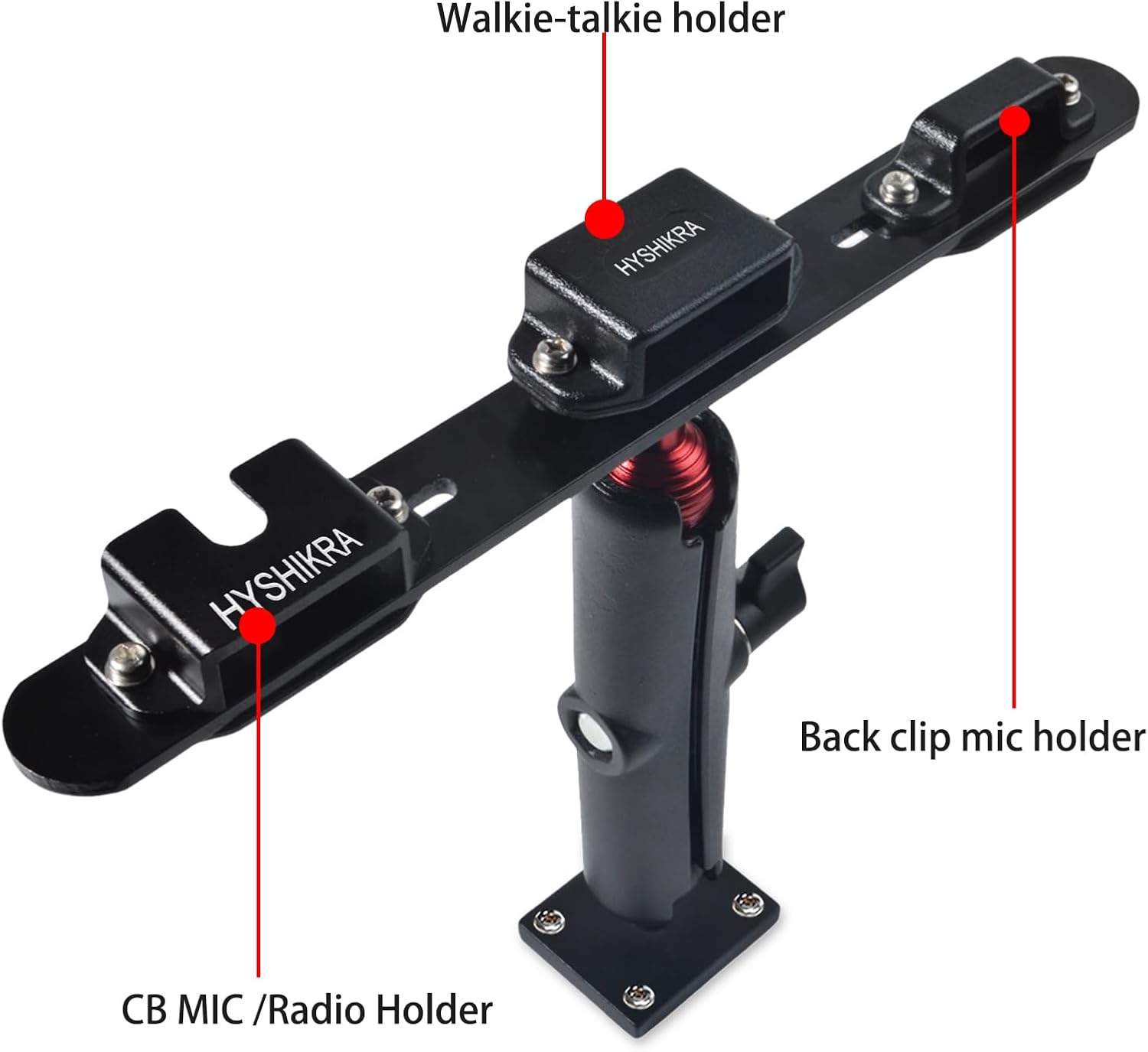 Universal Walkie-Talkie and Microphone Holder, CB Mic Handheld Radio Bracket with Adhesive Back and Pre Drill Holes with Self-Tapping Screw for Baofeng Kenwood Quansheng Cobra Radio