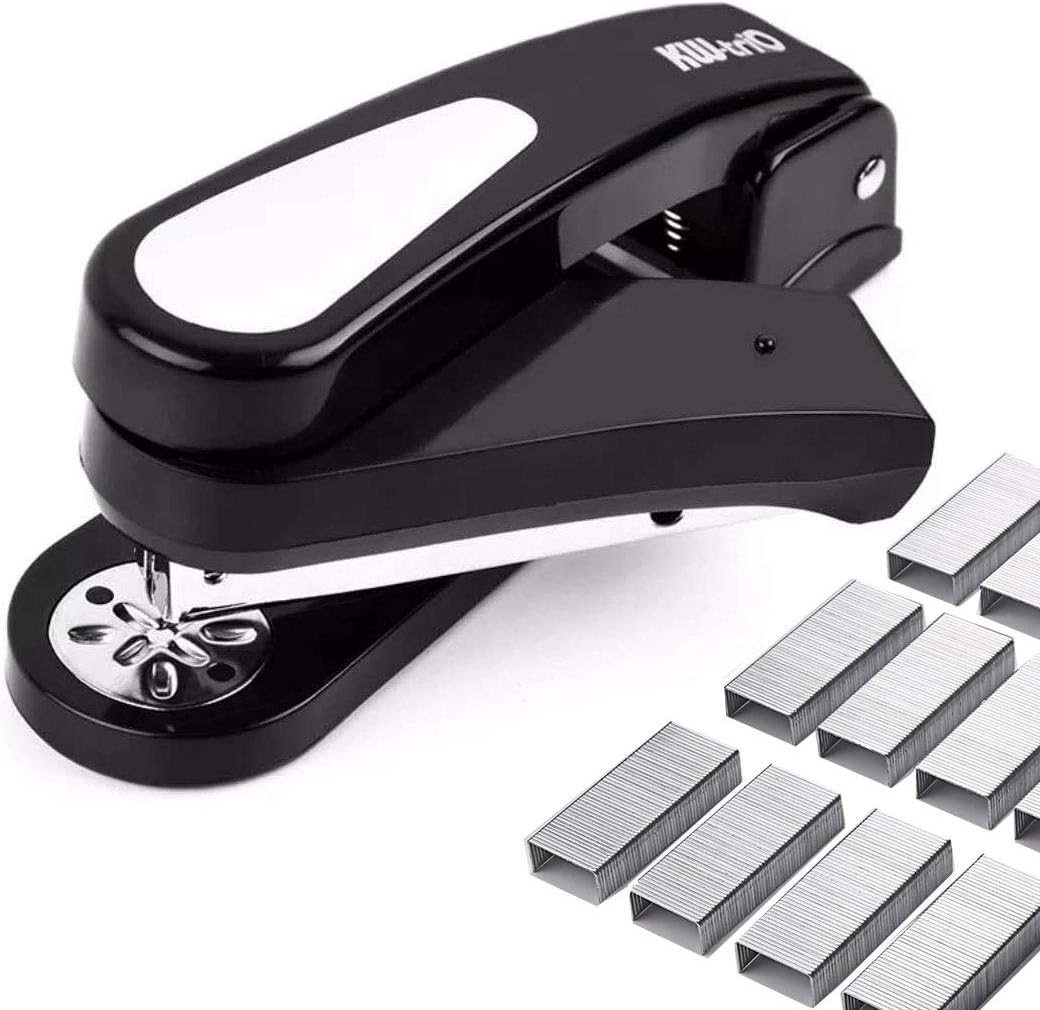 Black Rotatable Spring Powered Desktop Stapler