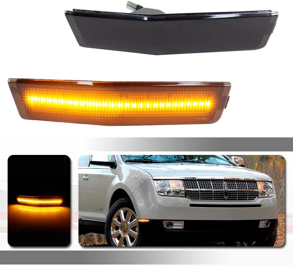 Compatible with 2007 2008 2019 2010 Lincoln MKX Bumper Rear & Front Side Marker Smoked housings 4ps