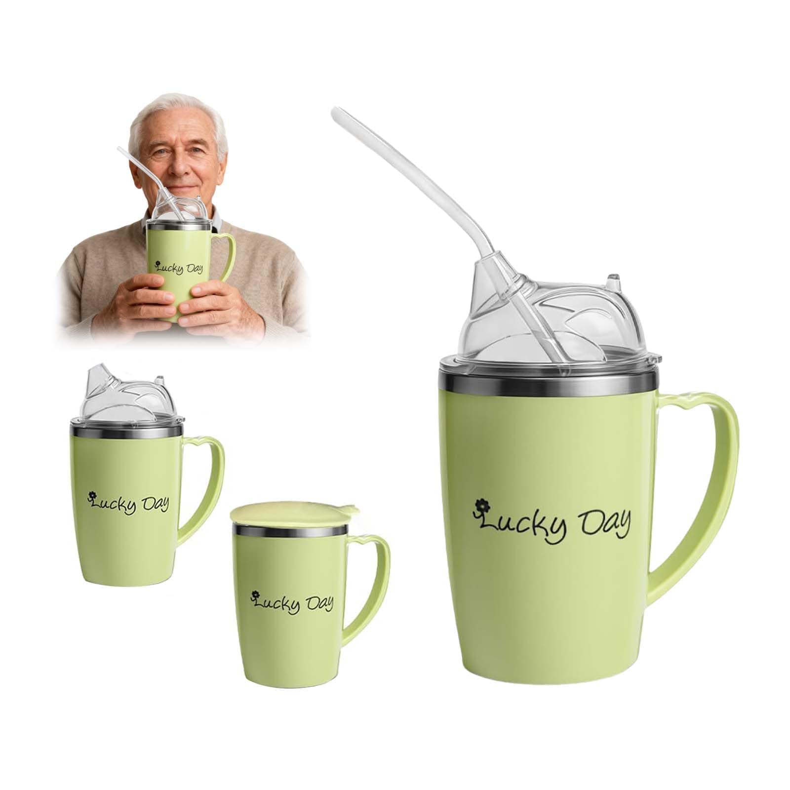MINZHI 350 ml, Tazzaperadulti, con cannuccia, Tazza3in1peradulti, Tazza in1peradulticonmanici, Tazza d'acqua per anziani,Tazza con beccuccio per adulti, adatto a pazienti, anziani e disabili