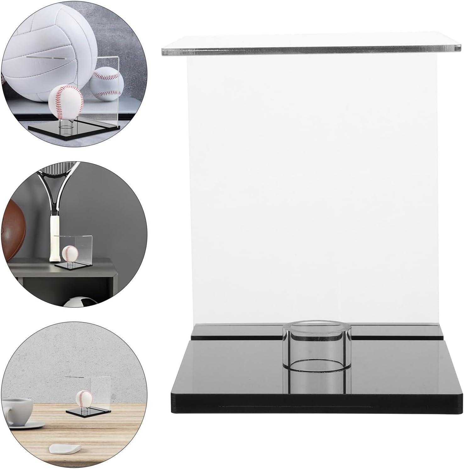 2pcs Acrylic Ball Display Case with Base Stand, Baseball and Softball Protector Holder, Sports Memorabilia Showcase for Autographed and Collectible Balls