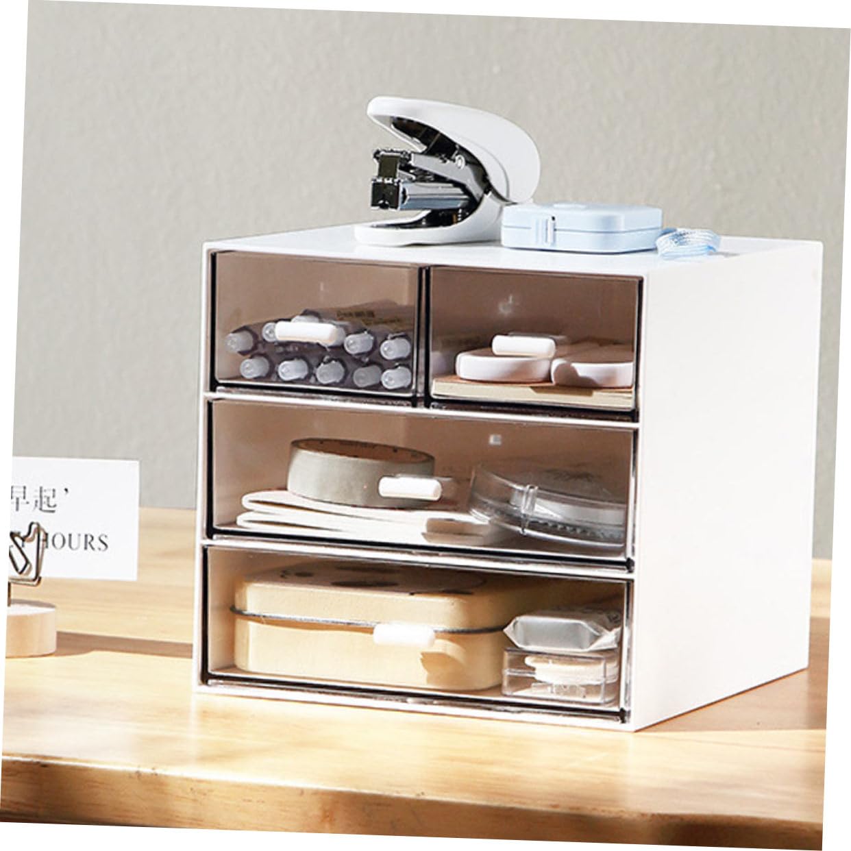 Gatuida Caja de Maquillaje Organizador Cajón para Escritorio Caja para Guardar Artículos Diversos de Material Transparente Contenedor para Guardar Maquillaje Cajón Multicapa