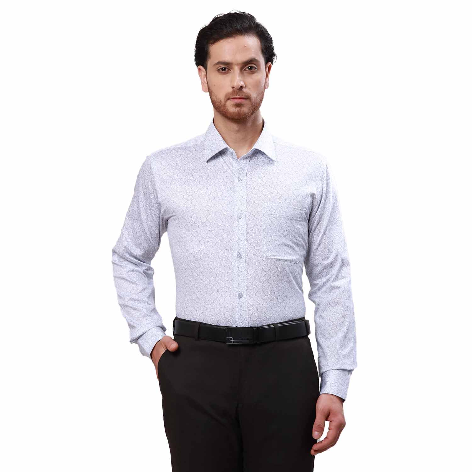 raymond Men Slim Fit Structure Pattern Pure Cotton Semi Cutaway Collar Full Sleeve Formal Shirt-picture-30