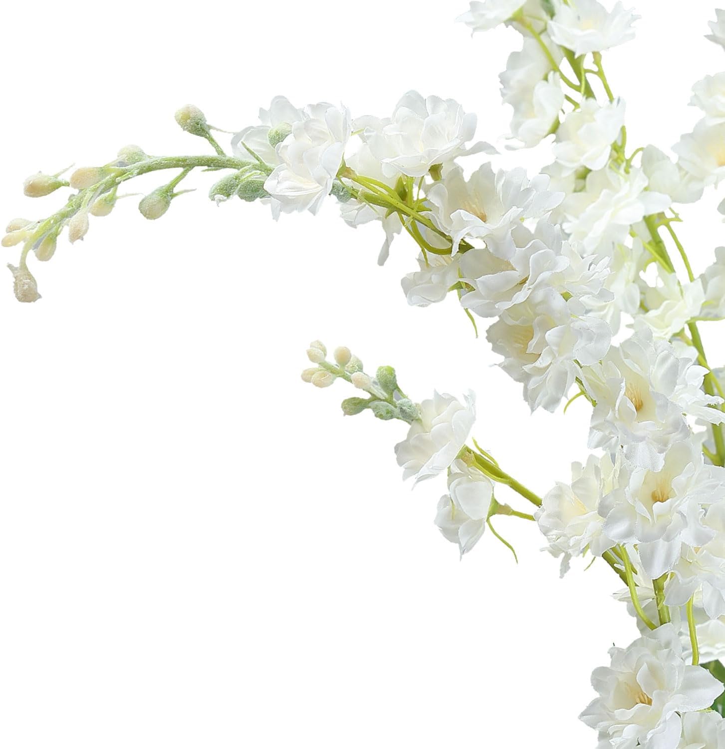 5pcs White Delphinium Artificial Flowers, 33" Silk Larkspur Faux Flower with Long Stem Fake Bouquet for Tall Floor Vase Kitchen Home Indoor Hyacinth Floral Plant Centerpiece Decor