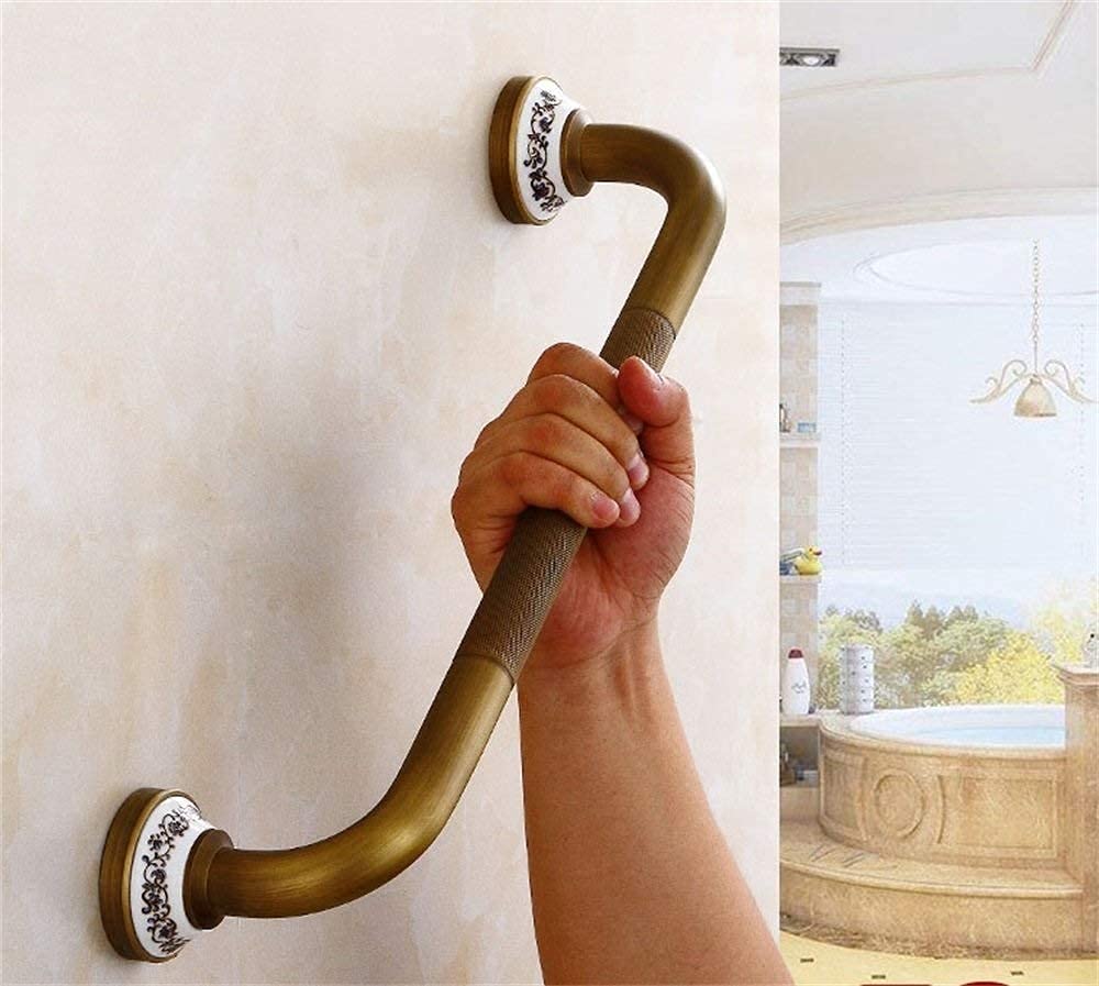 Barra de apoyo de seguridad, toallero de pared de cobre de seguridad, barra de apoyo antideslizante con riel de apoyo, barra de toalla de baño, dorado, inodoro para ducha para niños mayores/50 cm ( )
