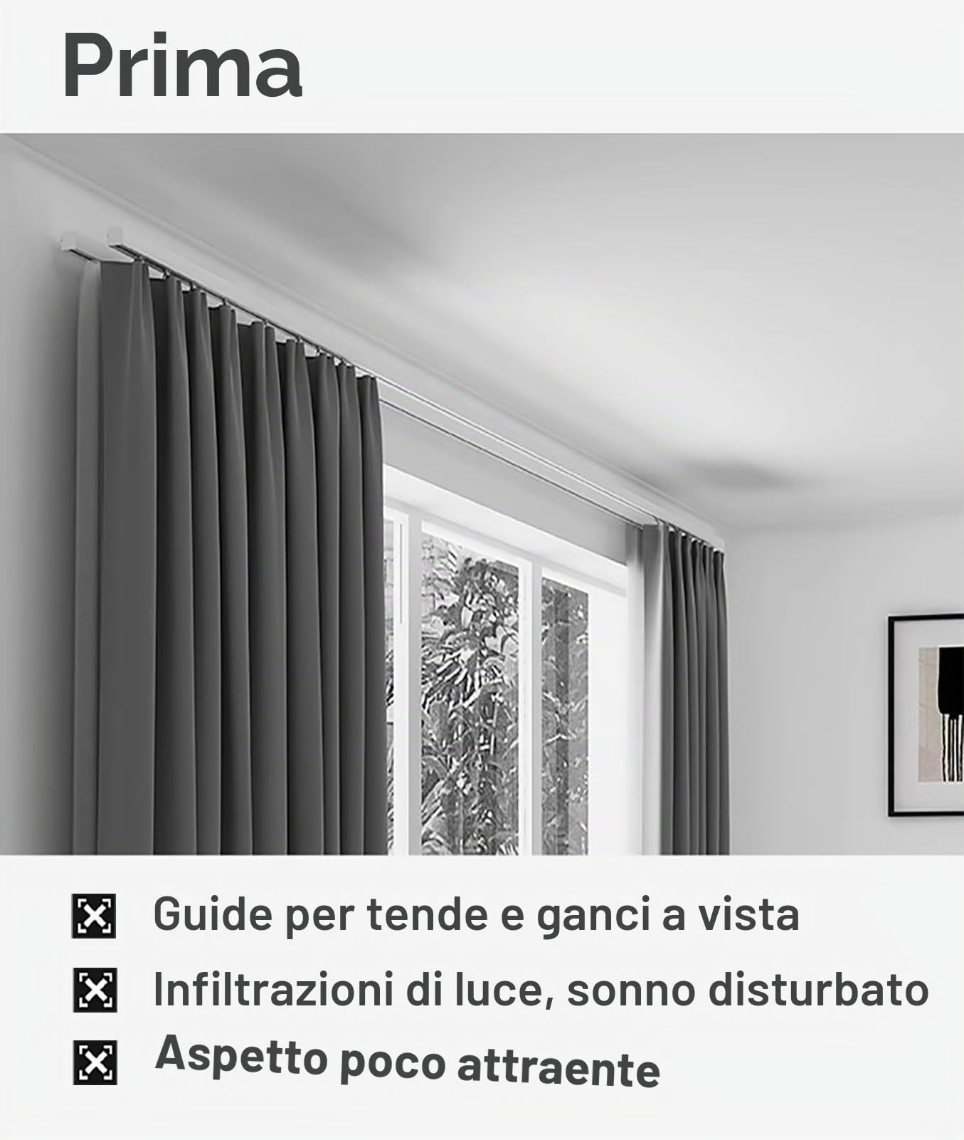 Sistema di binari per tende, doppio binario e mantovana per tende, in lega di alluminio con rulli silenziosi per montaggio a soffitto/parete, ideale per camere da letto