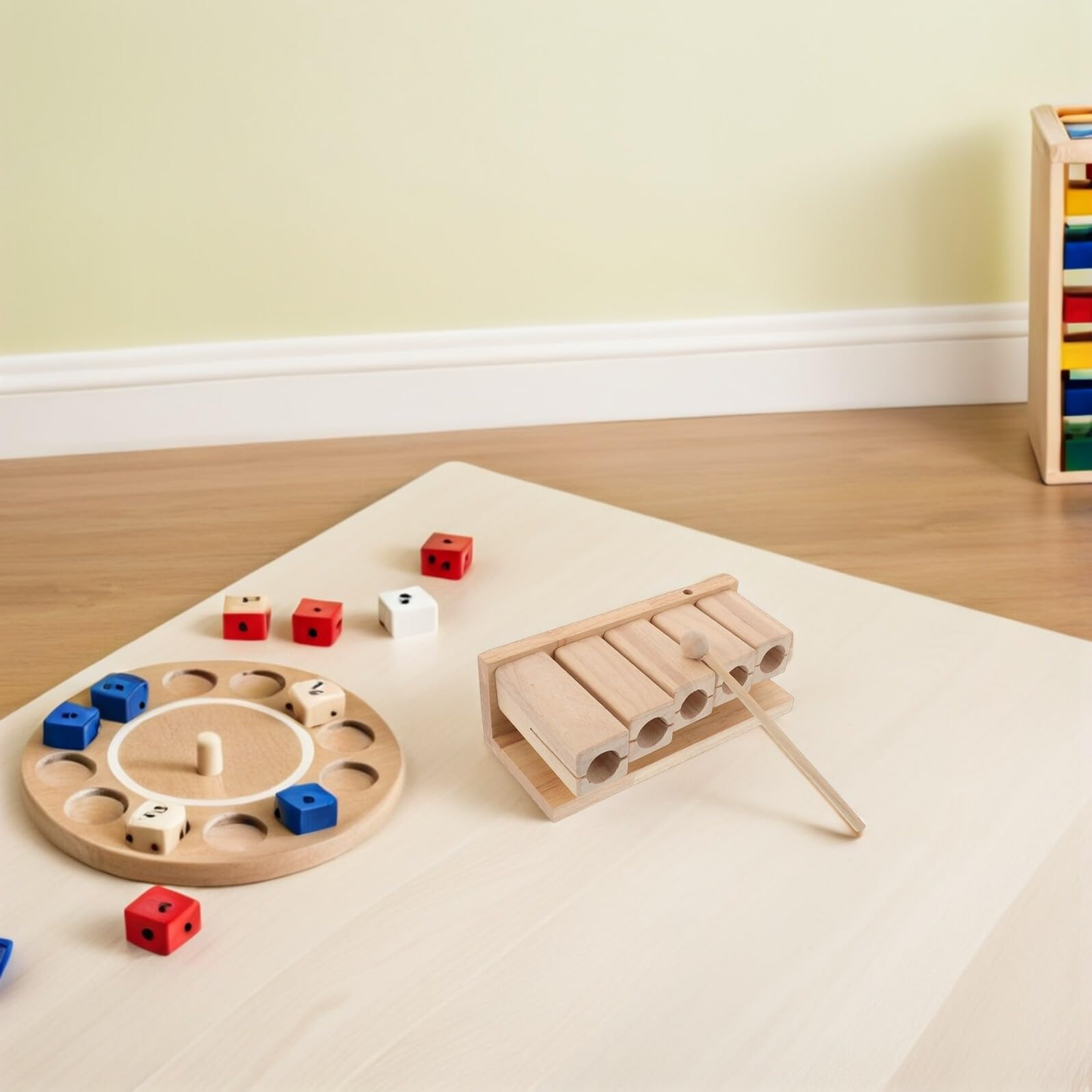 Abaodam Blocco di Legno Percussione Musicale in Legno Naturale, Strumento Orff Educativo per Ragazzo Ragazza, Blocco Ritmico con Suono a Cinque Toni, per Scuole e Attività Didattiche