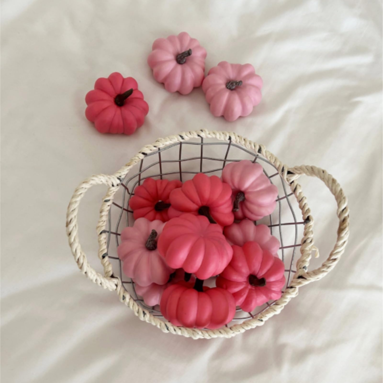 Set di Frutta Finta 8 Modelli di Frutta Artificiale Simulazione Zucca Adatti for La Decorazione delle Feste per Interni Esterni(Light Pink)
