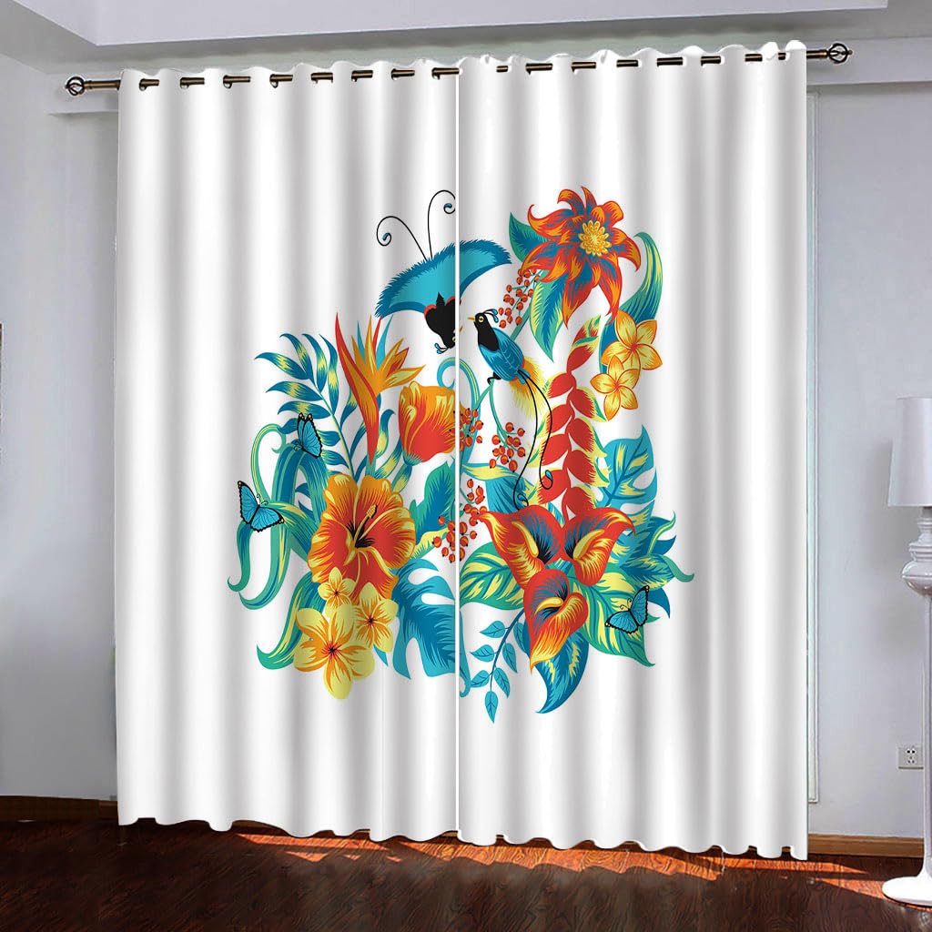 Draperies isolation thermique et anti UV blanc & fleur pour maison et chambre