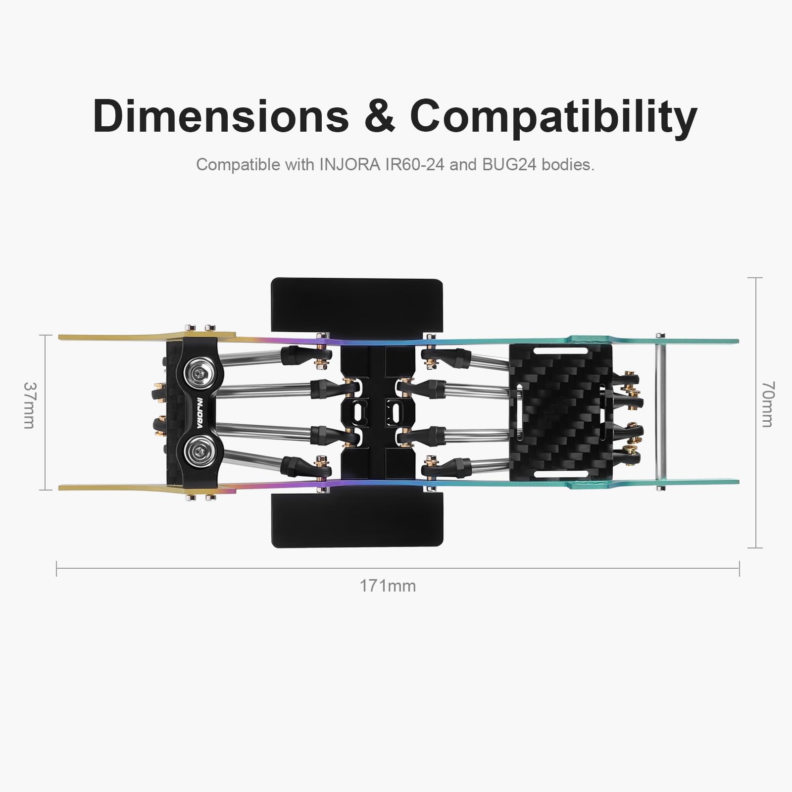 INJORA Rainbow Titanium LCG Chassis Kit für 1/24 SCX24